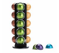 ZCDCP Nespresso Pod Holder for Vertuo Pod Holder Carousel Stand Storage with 360 Degree, Chrome Coffee Pod Holder Organizer for Nespresso Vertuo, 20 Pods