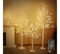 Zcdl Prelit Artificial Tree Set of 4 - Birch Tree with LED Lights, 2FT 4FT 5FT 6FT White, Outdoor Indoor Christmas Decor