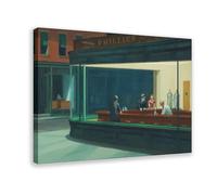 ZCDTE Edward Hopper Nighthawks Americana Poster Canvas Poster Bedroom Decor Sports Landscape Office Room Decor Gift Frame-style 16x24inch(40x60cm)