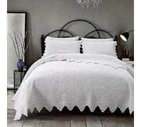 ZCED Hand Patchwork Bedspreads Throw 100% Cotton Super King Size Quilted Quilt Coverlet Blanket 3 Piece Multifunction All Season Soft Comfortable Bed Cover With 2 X Pillowcases,White