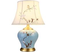 ZCEDZYSW Traditional Nightstand Lamp Chinese Vintage Ceramic Table Lamp Table Lamps Desk Light Bedroom Bedside Desk Nightstand Lamp for Living Room Office Farmhouse Coastal Lamps (Color : Button Switc