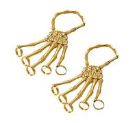 Zceplem 2 Skeleton Hand Bracelet, Halloween Skull Ring Bracelet Gothic Accessories, Halloween Cosplay Supplies Skeleton Hand Bangle for Men Women