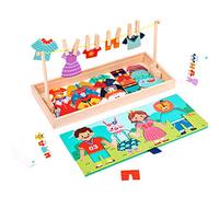 Zceplem Dress Up Puzzle for Toddler Girls - Match Wooden Family With Storage Case - 2 in 1 Educational Toys, Mix and Match Boys and Girls Multicultural Diversity