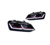 ZCera Front Lamp Assembly For VW For POLO Headlights 2011-2018 For GTI Styling LED Daytime Lights Dual Projector Car Modified Headlights Assembly(LHD,Red)