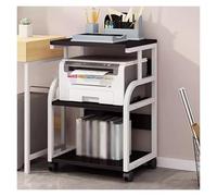 ZCFLWR Desk nizer for Fax & Scanner Mobile Printer Stand with Storage High Printer Table on Wheels for Home Office (White Frame + Black)