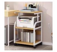 ZCFLWR Desk nizer for Fax & Scanner Rolling Printer Stand with Storage High Printer Table for Home Office (White Frame + Wood) - Maximize Space & Efficiency