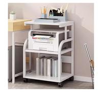 ZCFLWR Desktop nizer for Fax & Scanner Rolling Printer Stand with Storage High Printer Table for Home Office White Frame & White Finish - Maximize Space & Efficiency