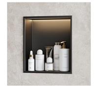 ZCFLWR Stainless Steel Wall Niche, Recessed Shower Niche Cubby With Led Light, Waterproof Organizer Shelf For Bathroom Storage Over, No Tile Needed(Black,32x32x12.5cm)