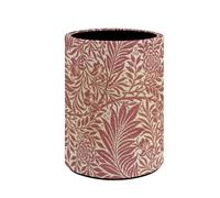 ZCFYGDX Retro Red Leaf Flower Print Round Pen Holder for Home Office Supplies Desk Cute Stand Pencil Cup Pot Makeup Brush Holder Leather Desk Organizer for Classroom Library, Accessories Decor