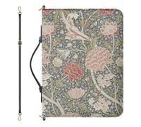 ZCFYGDX Women's Bible Cover PU Leather, Updated Bible Case with Shoulder Strap and Handle, William Morris Hydrangea Christian Gifts for Women, with Two-Way Zipper, Built-in Pocket Pen Slot XL