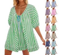 zcgoxvn Women Striped Rompers Summer Shorts Jumpsuits Oversized Overalls Mini Romper Dress with Pockets Trendy Playsuits, A1-green, XL