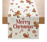 ZCHOMI Christmas Gingerbread Table Runner 13x72 Inch Cookies Merry Christmas Seasonal Kitchen Dinning Table Decoration for Home Party Decor