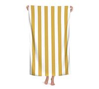 ZCHW Bath Blanket Large Mustard Yellow and White Cabana Tent Stripe Soft Bath Towel Highly Absorbent Towels Beach Towel 80X130CM