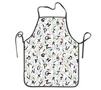 ZCHW Stylish Adjustable Apron Machine Washable Bib for Women Men Chef Waiter Kitchen Restaurant Cooking - Stranger Letter Things White