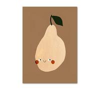 ZCHX Cute Lemon Cherry Pear Apple Peach Fruit Wall Art Canvas Painting Nordic Posters And Prints Wall Pictures Baby Kids Room Decor (Color : B, Size : 40X50cm No Framed)