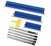 ZCHYTOOL Blue Surface Spatula Set, Spatula Tool 25 + 40 + 60 cm Stainless Steel Blades and 0.8 m to 2 m Telescopic Rod Smoothing Spatula Kit for Wall and Ceiling Plaster