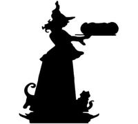 ZCHZCS Car Sticker 13.5cm*16.5cm Cartoon Witch Cauldron Magic Spells Broom Vinyl Decal Car Sticker Car-Styling Black/Silver