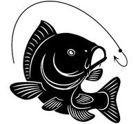 ZCHZCS Car Sticker 14.1CM*14.7CM Carp Fishing Hook Decal Car Sticker Vinyl Decal Decor Art Fish Fishermen Hobby Black/Silver