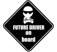 ZCHZCS Car Sticker 14CMX14CM Racing Future Driver Baby Stig On Board Vinyl Car Sticker Decal Black Silver