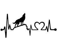 ZCHZCS Car Sticker 15.2CM*6.8CM Fun Howling Wolf Heartbeat Lifeline Decal Vinyl Black/Silver Car Stickers