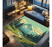 ZCHZCS Mountain Rug Woodland Forest Small Rugs For Bedroom Snowy Mountain Landscape Patterned Carpet Non Slip & Soft Low Pile & Stain Resistant40 X 60 Cm