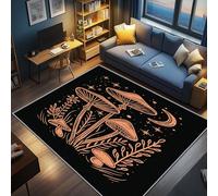 ZCHZCS Mushroom Rug For Bedroom Fungus Fungi Botanical Small Rugs For Bedroom Moon And Stars Patterned Carpet Non Slip & Soft Low Pile & Stain Resistant120 X 180 Cm