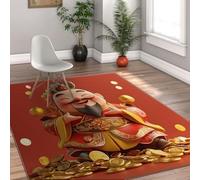 ZCHZCS Non -slip Carpets In Oriental Style 60x90cm - Happy And Wealthy God Of Wealth Portrait Patterns Of Washable Thin Carpet With A Low Flor For The Office,180x240cm