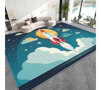 ZCHZCS Solar System Rug Kids 3D Planet Earth Small Rugs For Bedroom Cosmic Space Galaxy Patterned Carpet Non Slip & Soft Low PileBlue And White80 X 150 Cm