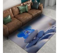 ZCHZCS Washable Carpets In The Aesthetic Style 60x90cm - White Stacked Stones And Light Blue Orchid Patterns Non -slip, Thin Carpet With Low Flor For The Bedroom,60x90cm