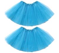 ZCJ Tutu 3 Layers Top Tulle Skirt - Jupe en Tulle Femme 2 Pièces Taille Élastique Confy Pour Halloween & Fêtes - Tutu Adulte Déguisement Blue