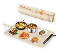 ZCJSHX Silicone Food Warming Mat, Electric Heating Plate with 3 Temperature & 4 Timer Settings, Foldable Heat Mat for Buffet, Defrosting and Dining
