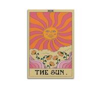 ZCJYMX Decorative Painting Vintage Style The Sun Tarot Card Wall Art Poster with Sunflowers Modern Family Poster for Living Room Canvas Wall Art Prints Picture 20x30inch(50x75cm)
