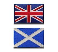 Zcketo 2 Pack United Kingdom Great British Union UK and Scotland Patch Hook and Loop Embroidered National Emblem Patch for Football Clothes Jersey Backpack Caps Travel Tactical -Blue