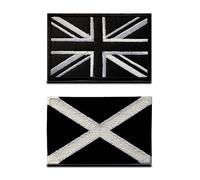 Zcketo 2 Pack United Kingdom Great British Union UK Patch and Scotland Patch Hook and Loop Embroidered National Emblem Patch for Football Clothes Jersey Backpack Caps Travel Tactical -Black