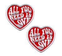 Zcketo 2 Pcs All You Need is Love Patches, Hook & Loop Funny Love Patch, Full Embroidery Love Logo Applique Emblem Patch for Caps Bags Vests Jackets Backpacks Clothes Kids Teens Adult
