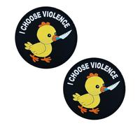Zcketo 2 PCS I Choose Violence Patch Funny Meme Chicken with Knife Hook & Loop Embroidered Applique Patch for Bags Caps Backpack Uniform Vest Clothes Tactical Travel or Collect