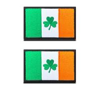 Zcketo 2 PCS Ireland Flag with Lucky Clover Patch Irish Flag Hook and Loop Embroidered Ireland Clover Emblem Patch for Football Billiards Clothes Jersey Backpack Caps Vest Travel
