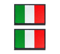 Zcketo 2 PCS Italy Flag Tactical Embroidered Patches - 3.15''x 2'' Italian Flag Military Uniform Sew On Emblem Patch - Loop & Hook Fasteners Attach to Tactical Backpack, Clothes, Garment & Gears