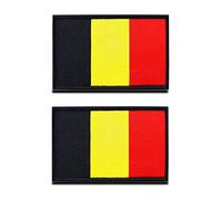 Zcketo 2 PCS Kingdom of Belgium Belgian Flag Patch Hook and Loop Embroidered National Emblem Patch for Football Billiards Team Work Clothes Jersey Backpack Caps Travel Tactical Military