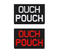 Zcketo 2 PCS Ouch Pouch Patch Funny Positive Hook and Loop Embroidered Biker Emblem Patch for Clothes Clothing Jersey Backpack Caps School Bag Vest Harness Travel Tactical Activities
