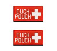 Zcketo 2 PCS Ouch Pouch Red White Medical Cross Patch Funny Hook and Loop Embroidered Medic Emergency First Aid Emblem Patch for Backpack Caps Tactical Vest First Aid Pouch Medical Bag
