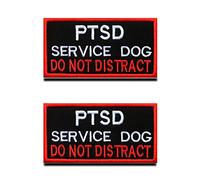 Zcketo 2 PCS PTSD Dog Vests/Harnesses Emotional Support Patch Hook & Loop Embroidered Badge Emblem for Working/Guide Dog Service Animals