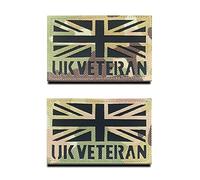 Zcketo 2 Pcs Reflective IR United Kingdom Veteran British Union AR Embroidered Patches UK Hook and Loop Fasteners Laser Cut Military Combat Paintball Badge Armband Emblem Morale Applique