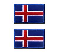 Zcketo 2 PCS Republic of Iceland Icelandic Flag Patch Hook and Loop Embroidered National Emblem Patch for Football Billiards Team Work Clothes Jersey Backpack Caps Travel Tactical Military