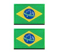 Zcketo 2 PCS South America Brazil Brazilian Flag Patch Hook and Loop Embroidered National Emblem Patch for Football Billiards Team Work Clothes Jersey Backpack Caps Travel Tactical Military