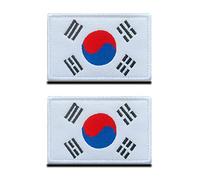 Zcketo 2 PCS South Korea Flag Patches Hook and Loop Fastener Embroidered Tactical Military National Patch for Attach to Caps,Bags,Backpacks,Vest,Uniforms,Team,Tactical Clothes Etc.