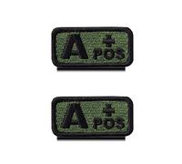 Zcketo 2 Pcs Tactical Army Green Blood Type A+ Positive Patch Embroidered Hook and Loop Military Medic First Aid Emblem Patch for Outdoors Travel Military CS Medical Aid Bag Pouch(A+)