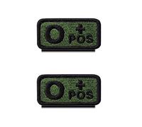 Zcketo 2 Pcs Tactical Army Green Blood Type O+ Positive Patch Embroidered Hook and Loop Military Medic First Aid Emblem Patch for Outdoors Travel Military CS Medical Aid Bag Pouch(O+)
