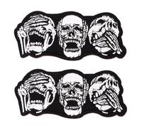 Zcketo 2 Pcs The Laughing Skull Iron On Sew On Patch, Full Embroidered, Fun Positive Ghost Morale Patch for Backpacks, Clothes, Vest, Cap, Uniform, Biker Bag