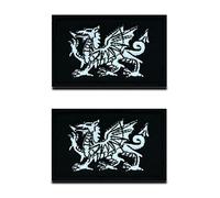 Zcketo 2 PCS United Kingdom British Union UK Wales Welsh Dragon Patch Hook and Loop Embroidered National Emblem Patch for Football Billiards Clothes Jersey Backpack Caps Travel Tactical(Black)